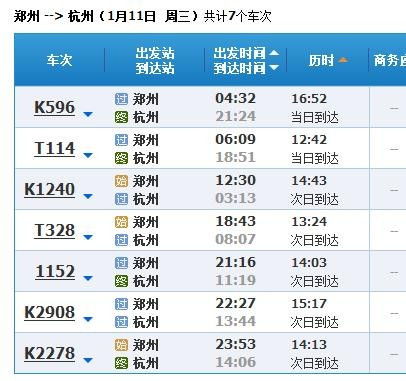 郑州到杭州火车时刻表的长尾关键词有什么